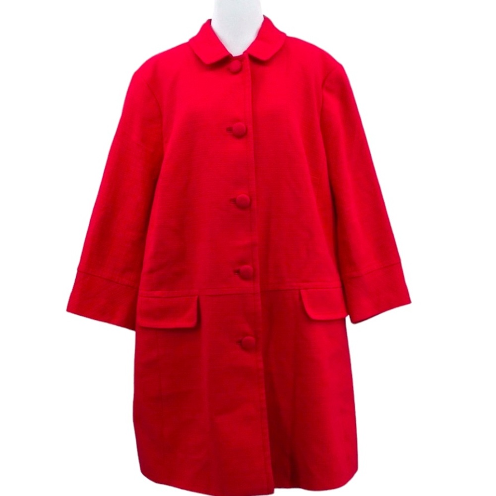 Talbots SPRING Cotton Button Front Trench Jacket Womens 22W Single Breasted Coat